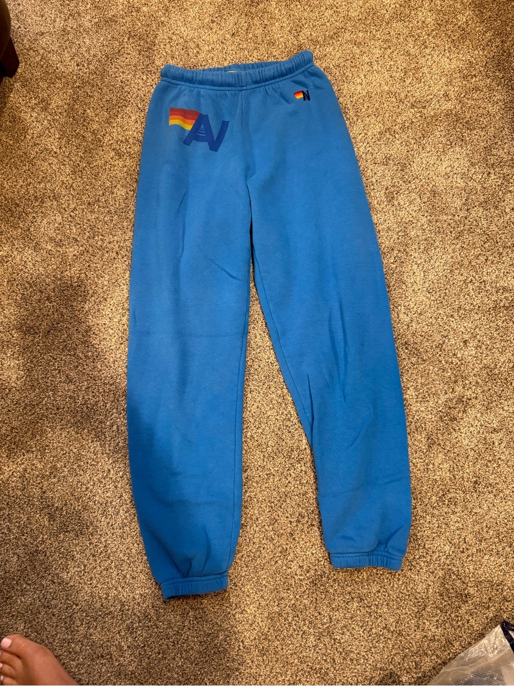 Aviator Nation Blue Kids Sweatpants with Rainbow Logo